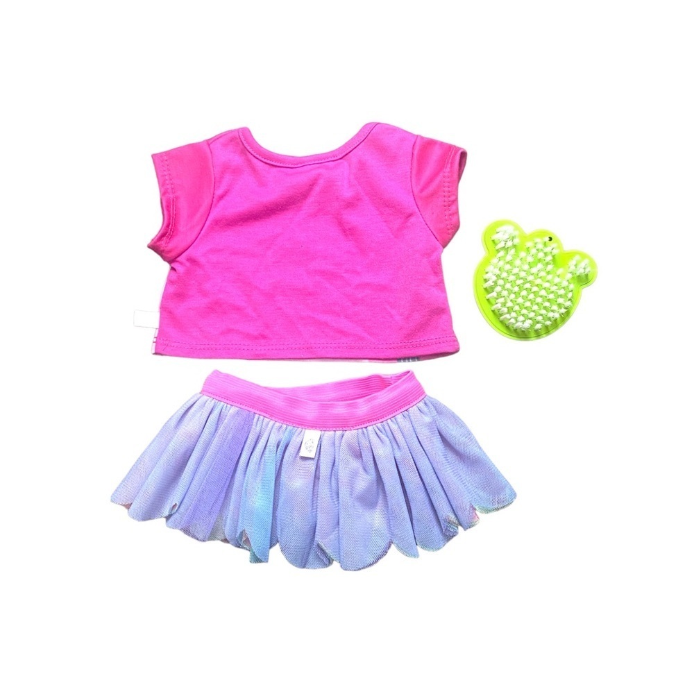 Build A Bear Llama Top and Coloful Skirt With BAB Brush